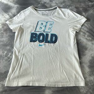 Nike White and Blue Be Bold Slim Fit Short Sleeved Shirt